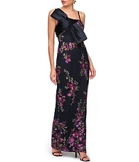 JS Collections Piper Bow Embroidered Floor Length Column Gown With Bow
