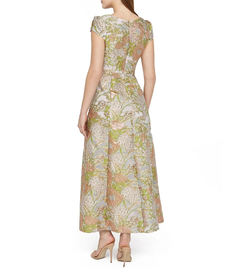 JS Collections Ruthanne Jacquard Floral A-Line Ankle Length Gown