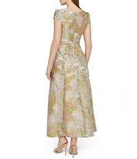 JS Collections Ruthanne Jacquard Floral A-Line Ankle Length Gown