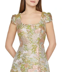 JS Collections Ruthanne Jacquard Floral A-Line Ankle Length Gown