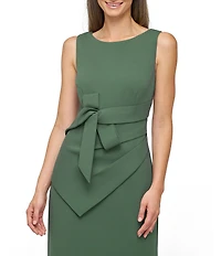 JS Collections Tianna Gown Round Neck Bow Front Stretch Crepe Column Gown