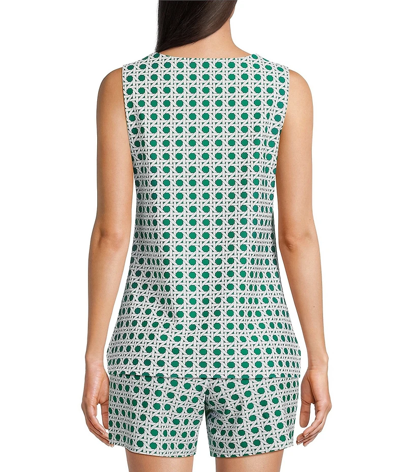 Jude Connally Coordinating Alexa Petite Rattan Print Split V-Neck Sleeveless Tank Top
