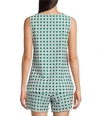 Jude Connally Coordinating Alexa Petite Rattan Print Split V-Neck Sleeveless Tank Top