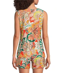 Jude Connally Alexa Gold Foiled Stained Glass Print Split V-Neck Sleeveless Tank Top