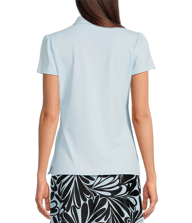 Jude Connally Angelica Brushed Jude Cloth Point Collar Button Neck Short Sleeve Top