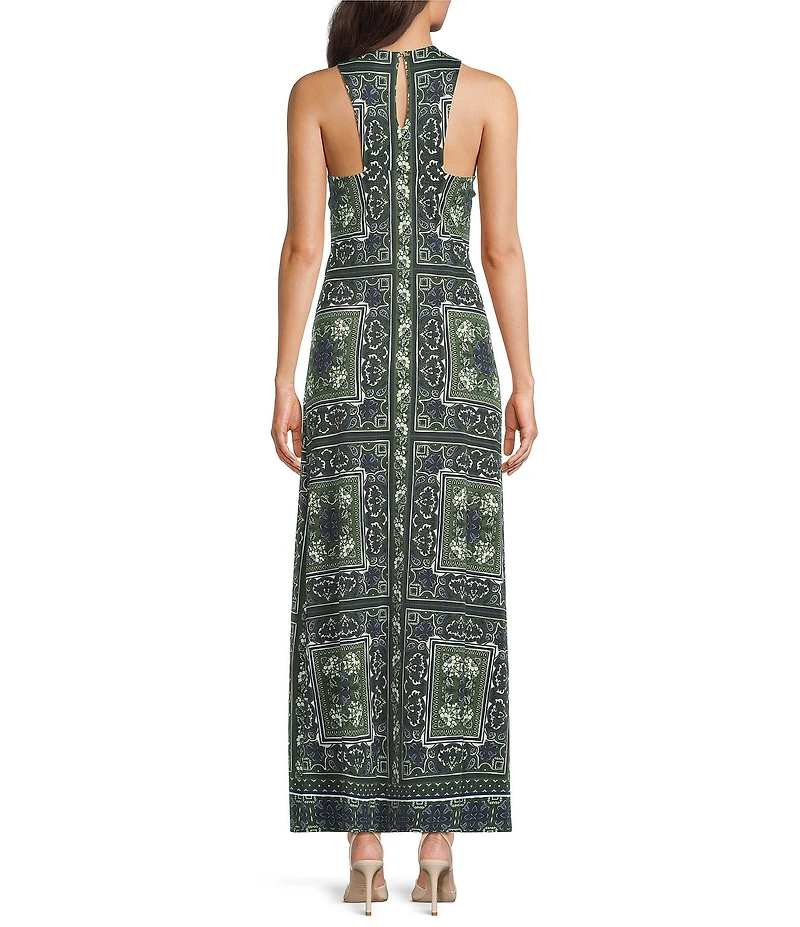 Jude Connally Bernadette Palace Tapestry Loden High Halter Neck Sleeveless Maxi Dress