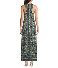 Jude Connally Bernadette Palace Tapestry Loden High Halter Neck Sleeveless Maxi Dress