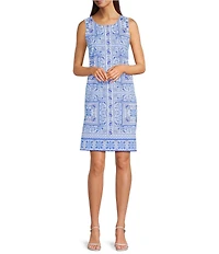 Jude Connally Beth Jude Cloth Palace Tapestry Print Crew Neck Sleeveless Shift Dress