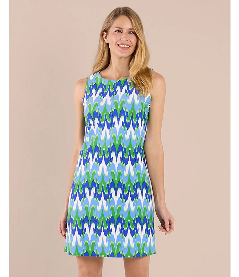 Jude Connally Beth Jude Cloth Paradise Ikat Print Crew Neck Sleeveless Shift Dress