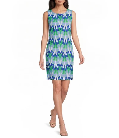 Jude Connally Beth Jude Cloth Paradise Ikat Print Crew Neck Sleeveless Shift Dress