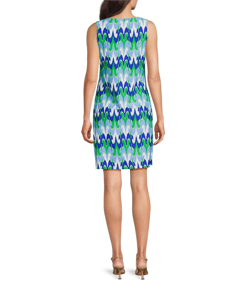 Jude Connally Beth Jude Cloth Paradise Ikat Print Crew Neck Sleeveless Shift Dress