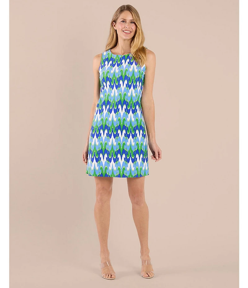 Jude Connally Beth Jude Cloth Paradise Ikat Print Crew Neck Sleeveless Shift Dress