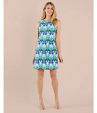 Jude Connally Beth Jude Cloth Paradise Ikat Print Crew Neck Sleeveless Shift Dress