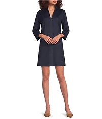 Jude Connally Callie Point Collar 3/4 Sleeve Denim Dress