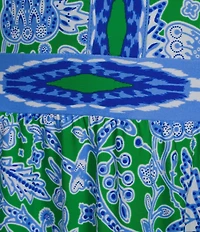 Jude Connally Candy Butterfly Botanical Print Jude Cloth Knit V-Neck 3/4 Sleeve A-Line Tiered Maxi Dress
