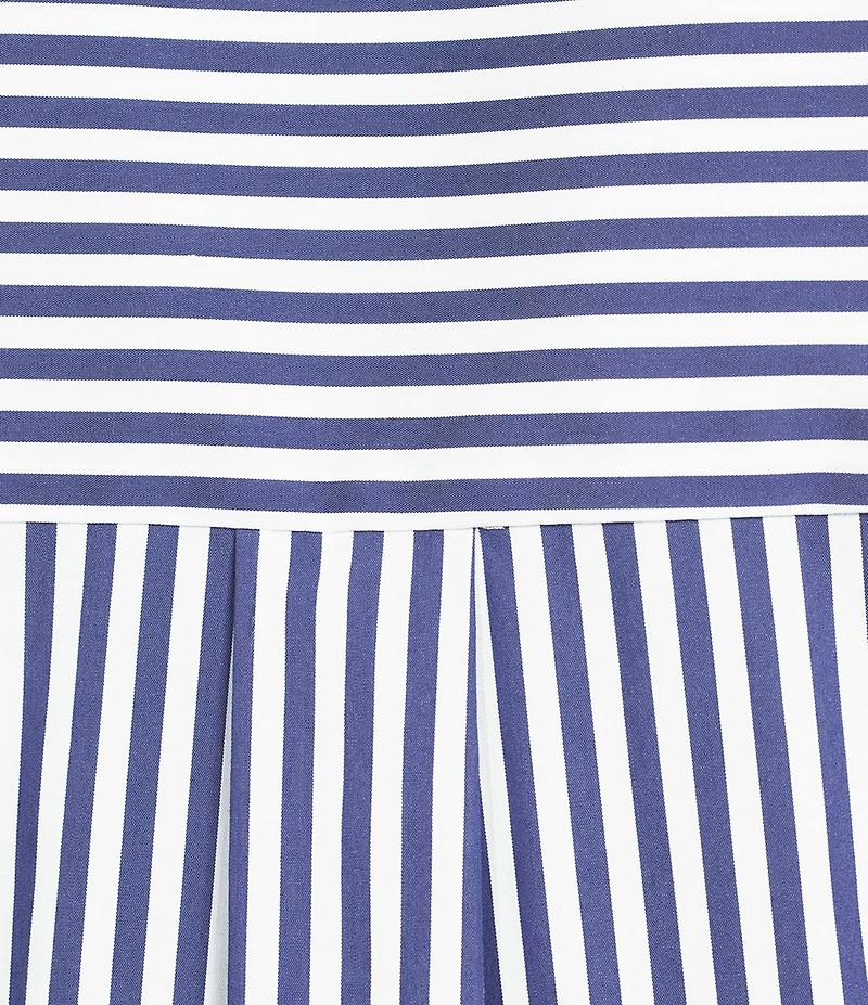 Jude Connally Carter Stripe Print Point Collar Short Sleeve Shirt Dress