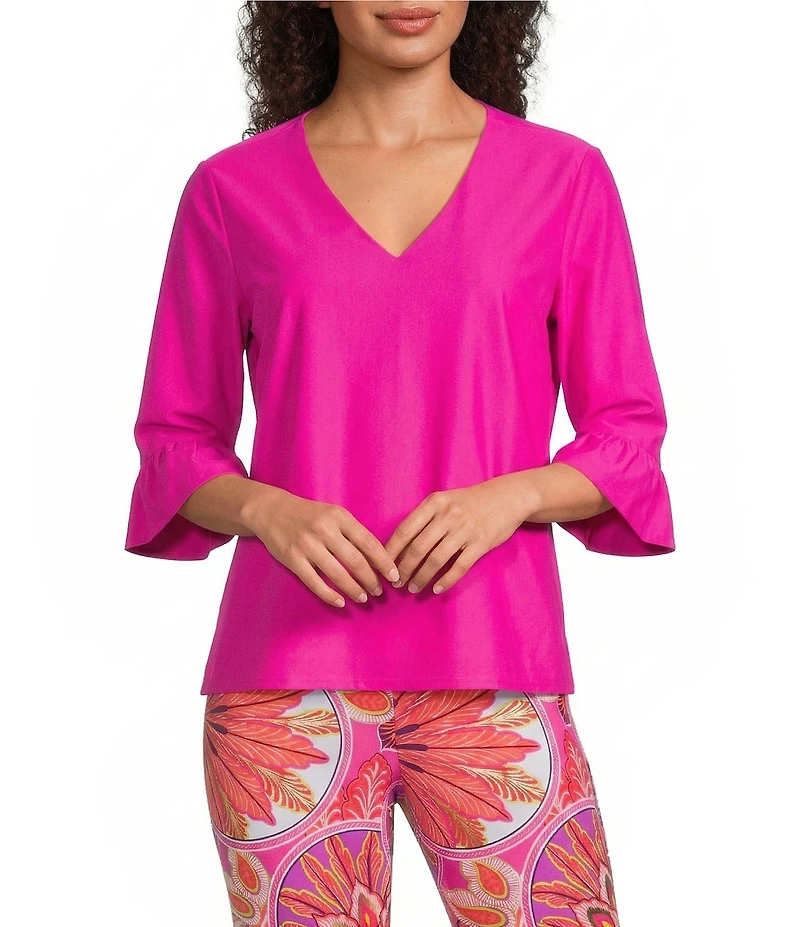 Jude Connally Cassie Jude Cloth V-Neck 3/4 Ruffle Sleeve Top