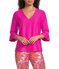 Jude Connally Cassie Jude Cloth V-Neck 3/4 Ruffle Sleeve Top