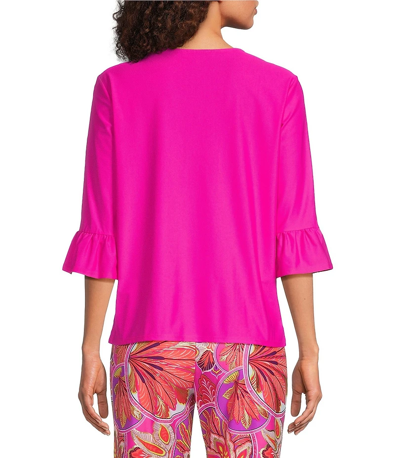 Jude Connally Cassie Jude Cloth V-Neck 3/4 Ruffle Sleeve Top