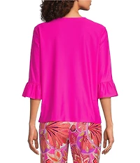Jude Connally Cassie Jude Cloth V-Neck 3/4 Ruffle Sleeve Top