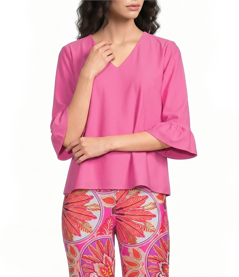 Jude Connally Cassie Jude Cloth V-Neck 3/4 Ruffle Sleeve Top