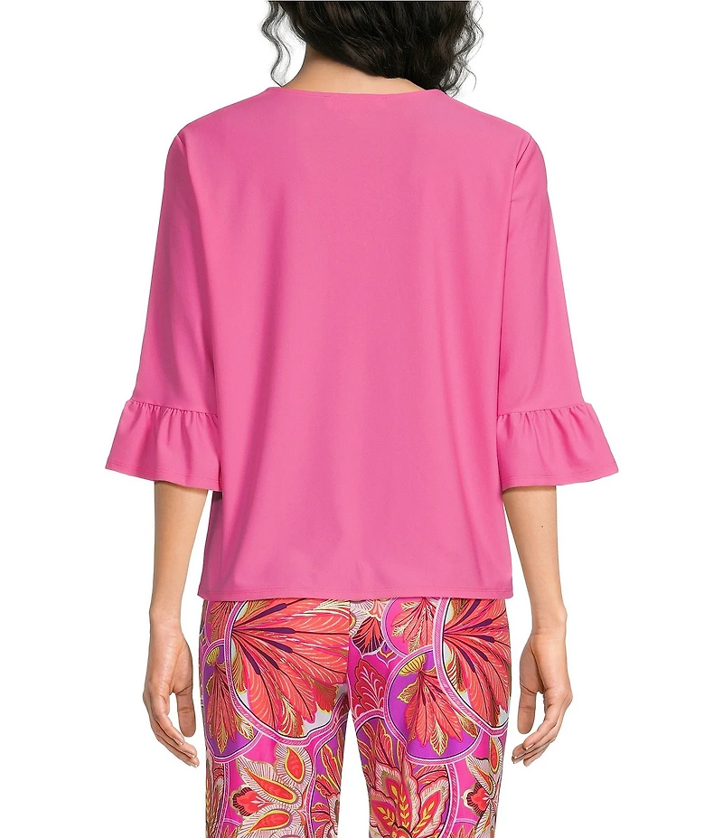 Jude Connally Cassie Jude Cloth V-Neck 3/4 Ruffle Sleeve Top
