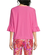 Jude Connally Cassie Jude Cloth V-Neck 3/4 Ruffle Sleeve Top