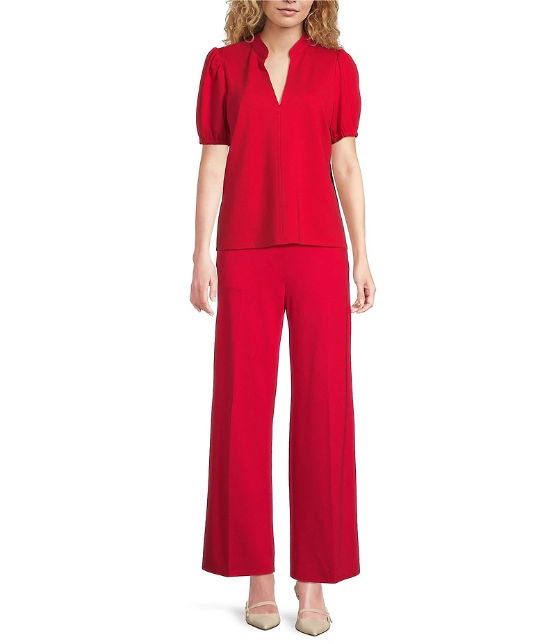 Jude Connally Coco Ponte Banded Neck Short Sleeve Top