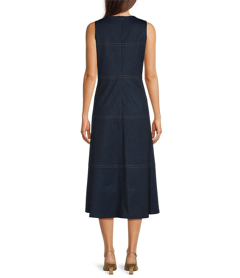 Jude Connally Crew Neck Sleeveless Fit & Flare Midi Denim Dress