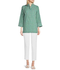 Jude Connally Cricket Petite Rattan Print Stand Collar Long Sleeve Top