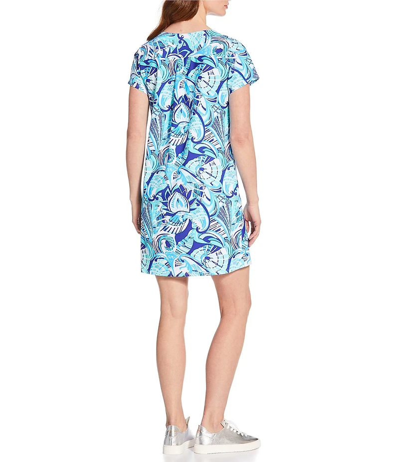 Jude Connally Ella Fanfair Seaglass Print Jude Cloth Knit Short Sleeve Crew Neck T-Shirt Dress