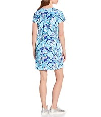 Jude Connally Ella Fanfair Seaglass Print Jude Cloth Knit Short Sleeve Crew Neck T-Shirt Dress