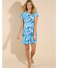 Jude Connally Ella Fanfair Seaglass Print Jude Cloth Knit Short Sleeve Crew Neck T-Shirt Dress