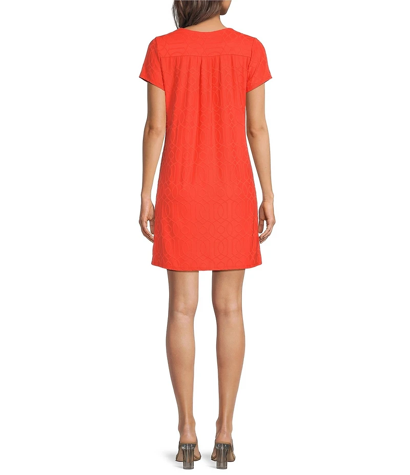 Jude Connally Ella Jacquard Ponte Crew Neck Short Sleeve Dress