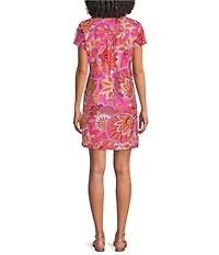 Jude Connally Ella Stained Glass Print Jude Cloth Knit Short Sleeve Crew Neck T-Shirt Dress