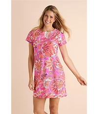 Jude Connally Ella Stained Glass Print Jude Cloth Knit Short Sleeve Crew Neck T-Shirt Dress