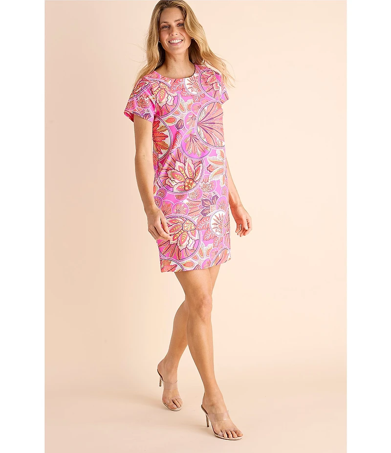 Jude Connally Ella Stained Glass Print Jude Cloth Knit Short Sleeve Crew Neck T-Shirt Dress