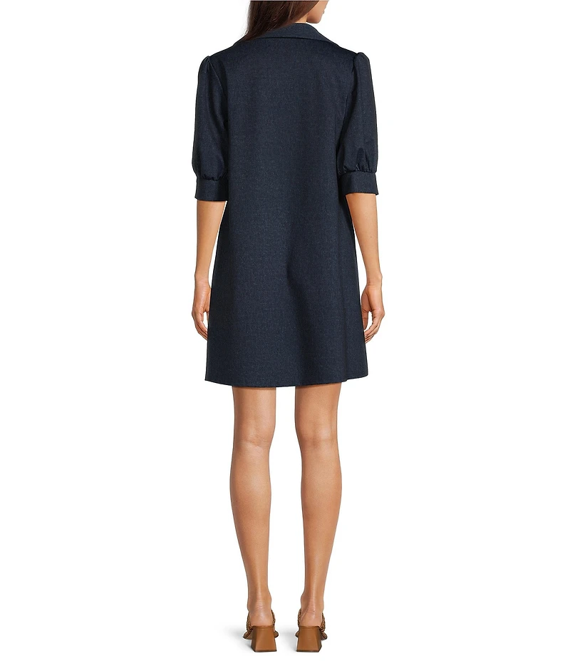 Jude Connally Emerson Denim Point Collar Short Puff Sleeve Dress