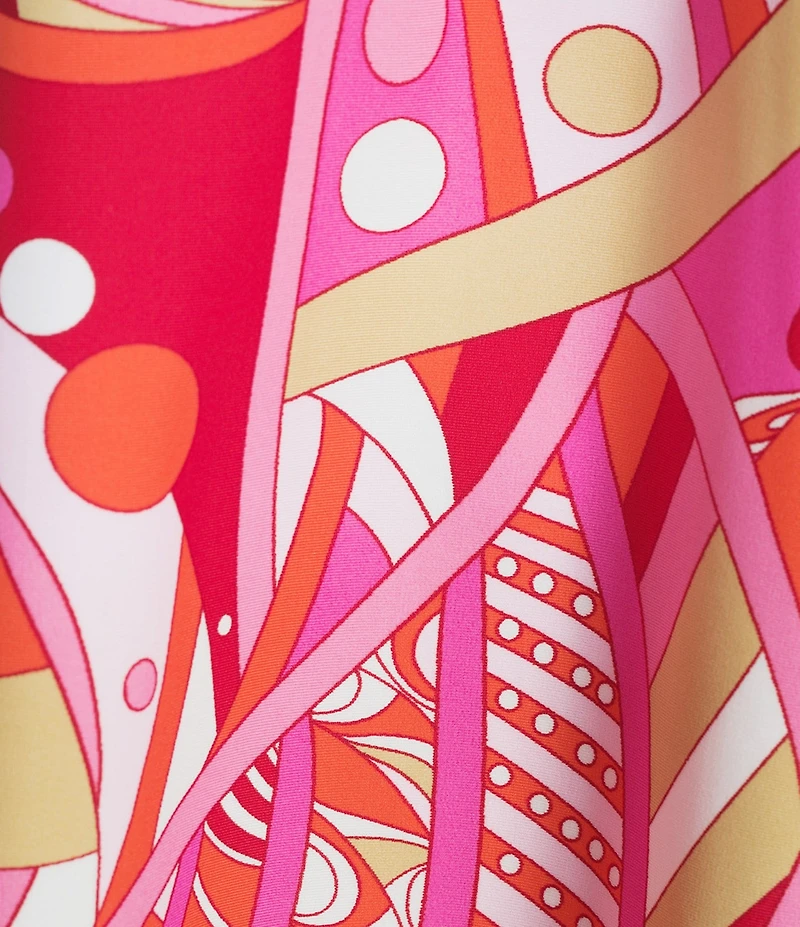 Jude Connally Emerson Jude Cloth Knit Mod Party Print Point Collar Puffed Sleeve Shift Dress