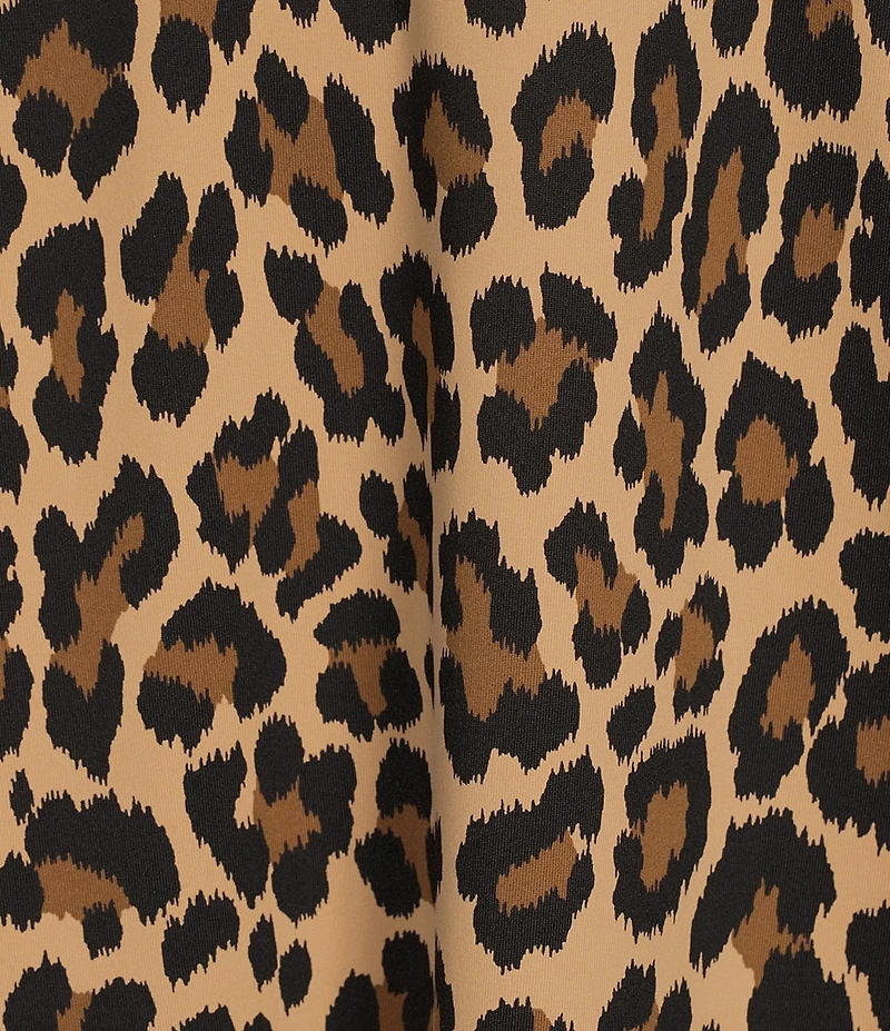 Jude Connally Emerson Large Leopard Print Jude Cloth Knit Point Collar Puffed Sleeve Shift Dress