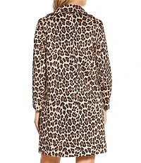 Jude Connally Emma Faux Suede Leopard Print Shawl Collar Long Sleeve Coat