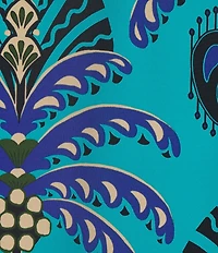 Jude Connally Francine Decorative Frond Peacock Print Point Collar Long Sleeve Top