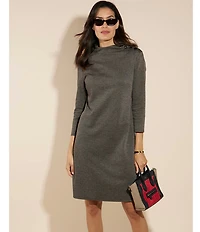 Jude Connally Gertie Glen Plaid Knit Funnel Neck 3/4 Sleeve Dress