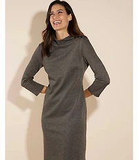 Jude Connally Gertie Glen Plaid Knit Funnel Neck 3/4 Sleeve Dress