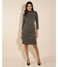 Jude Connally Gertie Glen Plaid Knit Funnel Neck 3/4 Sleeve Dress