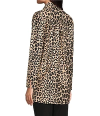 Jude Connally Hadley Guilded Cheetah Print Jude Cloth Knit Point Collar Long Split Roll Cuff Sleeve Coordinating Tunic