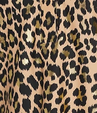 Jude Connally Hadley Guilded Cheetah Print Jude Cloth Knit Point Collar Long Split Roll Cuff Sleeve Coordinating Tunic