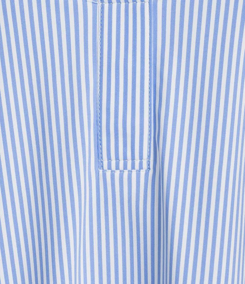 Jude Connally Hadley Pinstripe Print Jude Cloth Knit Point Collar Long Split Roll Cuff Sleeve Coordinating Tunic