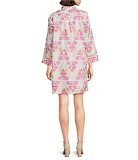 Jude Connally Helen Gilded Floral Print Stand Collar Long Sleeve Dress