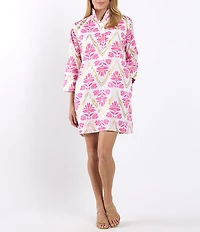 Jude Connally Helen Gilded Floral Print Stand Collar Long Sleeve Dress